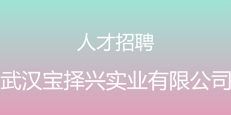 人才招聘 - 武汉宝择兴实业有限公司