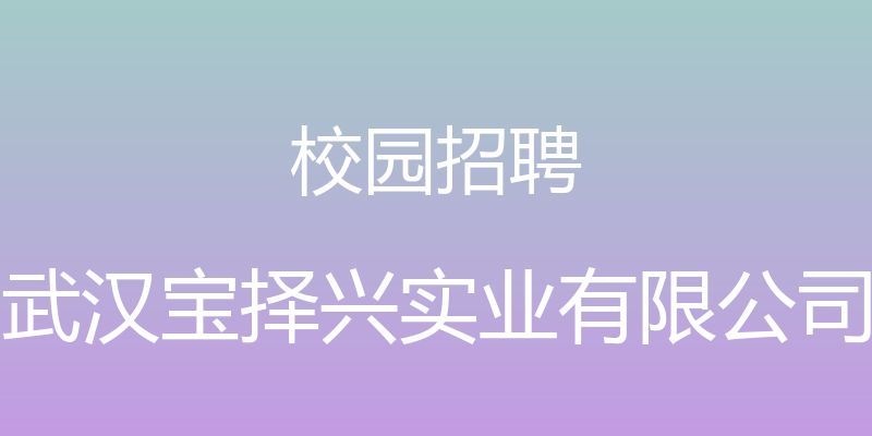 校园招聘 - 武汉宝择兴实业有限公司