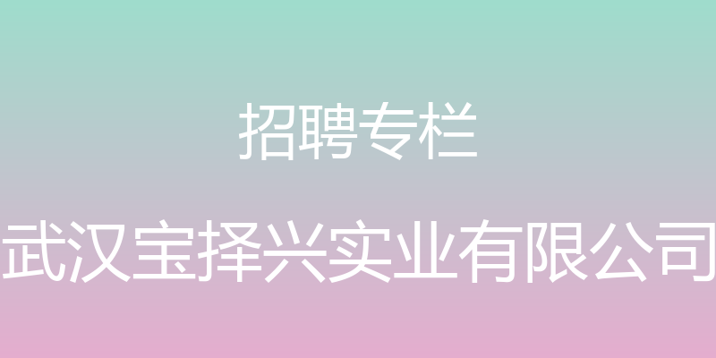 招聘专栏 - 武汉宝择兴实业有限公司